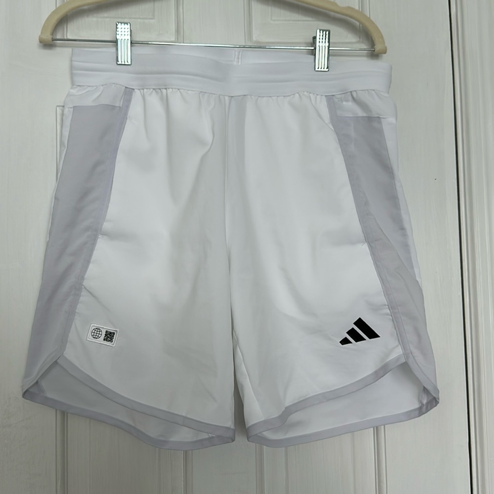 White and gray MENS adidas shorts